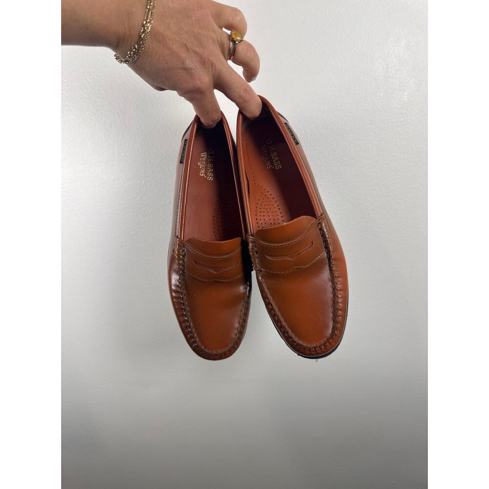 G.H. Bass Weejuns Lug Sole Platform Penny Loafers Tan Leather, Size 6 - Picture 2 of 8